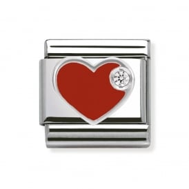 Nomination Classic CZ Silver and Red Heart Charm 330305/01