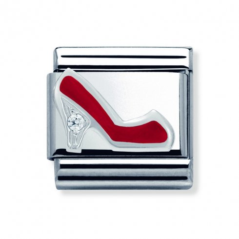 Nomination Classic CZ Silver and Red Shoe Charm 330305/10