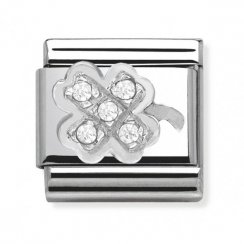 Nomination Classic CZ Silver Clover Charm 330304/07