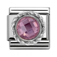 Nomination Classic CZ Silver Faceted Pink Charm 330601/003