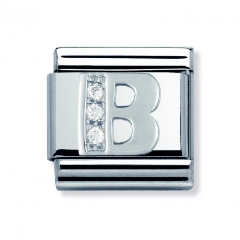 Nomination Classic CZ Silver Letter B Charm 330301/02