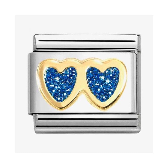 Nomination Classic Glitter Double Blue Heart Charm 030220/11