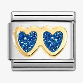 Nomination Classic Glitter Double Blue Heart Charm 030220/11