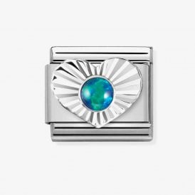 Nomination Classic Green Opal Diamond Heart Charm 330508/26