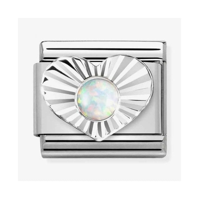 Nomination Classic Opal Heart Bevelled Charm 330508/07