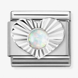 Nomination Classic Opal Heart Bevelled Charm 330508/07