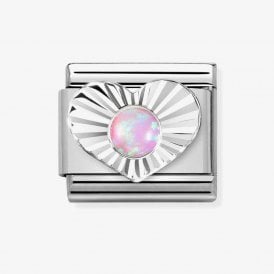 Nomination Classic Pink Opal Diamond Heart Charm 330508/38