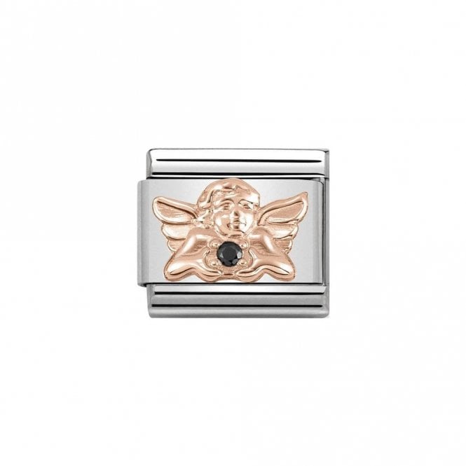 Nomination Classic Rose Gold & Black CZ Guardian Angel Charm 430302/18