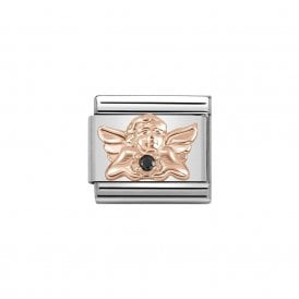 Nomination Classic Rose Gold & Black CZ Guardian Angel Charm 430302/18