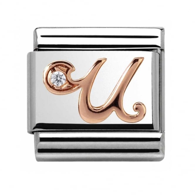 Nomination Classic Rose Gold CZ Letter U Charm 430310/21
