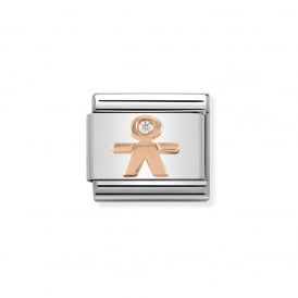 Nomination Classic Rose Gold & CZ Little Boy Charm 430305/08