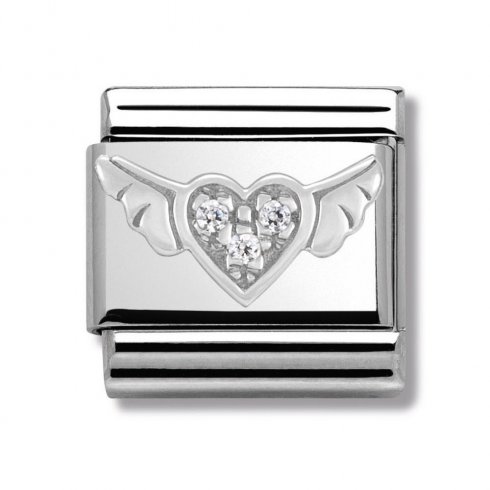 Nomination Classic White Heart With Wings CZ Charm 330304/12