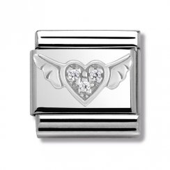 Nomination Classic White Heart With Wings CZ Charm 330304/12