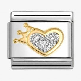 Nomination Italy Glitter Heart & Crown Charm