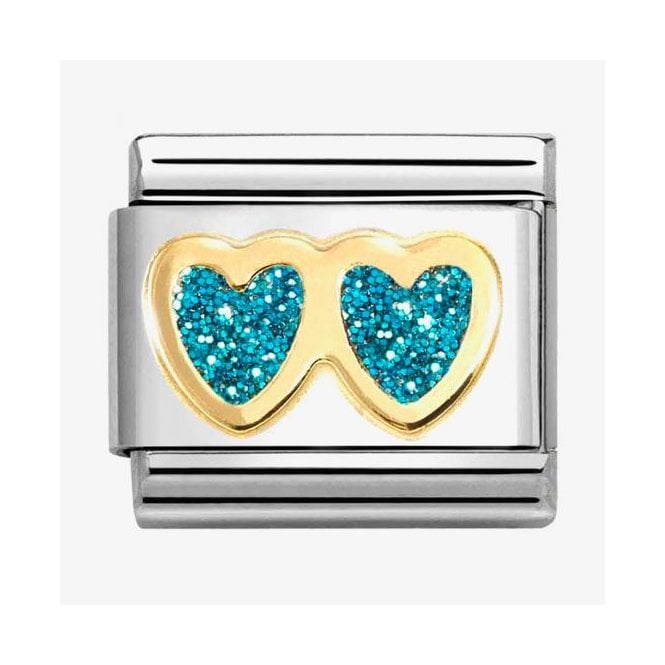 Nomination Italy Glitter Light Blue Double Heart Charm 030220/12