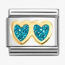 Nomination Italy Glitter Light Blue Double Heart Charm 030220/12