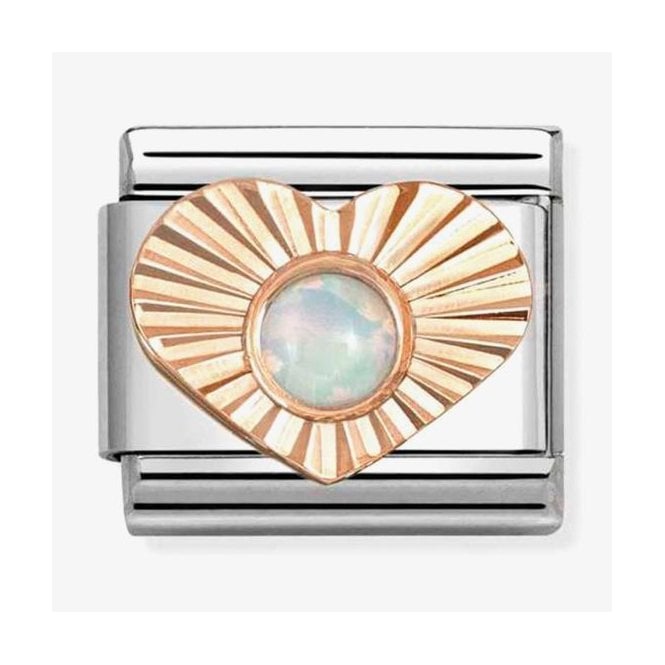 Nomination Italy R.Gold Opal Heart Charm