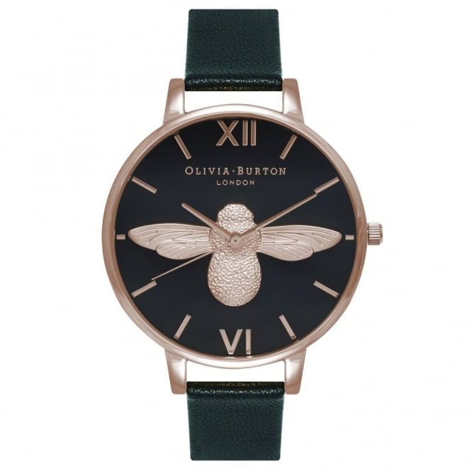 Olivia Burton Ladies' Moulded Bee Black & Rose Watch OB16AM98
