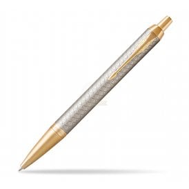 Parker Pens IM Premium Warm Grey Gold Trim Ballpoint Pen 1931687
