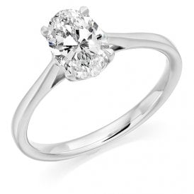 Platinum 1.07ct Oval Lab Grown Diamond Solitaire Ring Certified E / VS1
