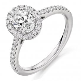 Platinum 1.12ct Oval Lab Grown Diamond Halo Cluster Ring (Centre 0.72ct Lab F / VS2 )