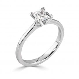 Platinum 1.58ct Princess Cut Lab Grown Diamond Solitaire Ring. Certified E / VVS2
