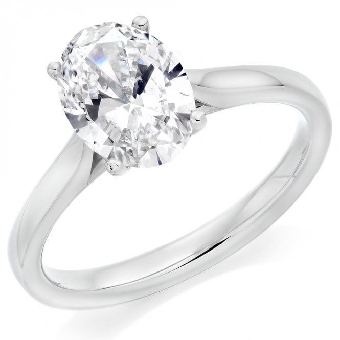 Lowry Diamonds Platinum 2.51ct Oval Lab Grown Diamond Solitaire Ring Certified 2.51ct E VS1