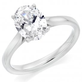 Platinum 2.51ct Oval Lab Grown Diamond Solitaire Ring Certified 2.51ct E VS1