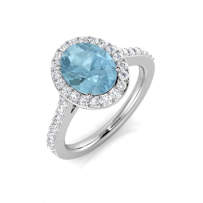 Lowry Diamonds Platinum Aqua & Diamond Cluster Ring 0.36ct. Aqua 1.55ct