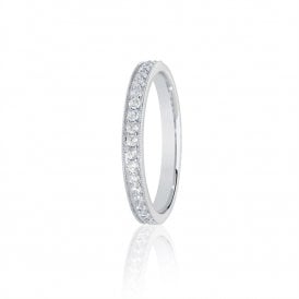 Platinum Diamond Channel Set Millgrain Wedding Ring .25ct