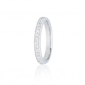 Platinum Diamond Channel Set Millgrain Wedding Ring .33ct