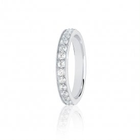 Platinum Diamond Channel Set Millgrain Wedding Ring .50ct