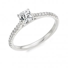 Platinum Diamond Cushion Cut Solitaire Ring .70ct (Certified Centre Stone .50ct)