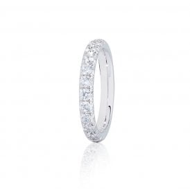 Platinum Diamond French Pave Set Wedding Ring .75ct