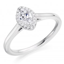 Platinum Diamond Halo Ring 0.37ct (Certified Centre Stone 0.25ct)