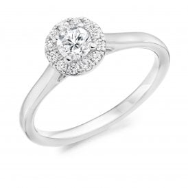 Platinum Diamond Halo Ring 0.40ct (Certified Centre Stone 0.25ct)