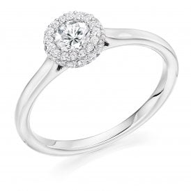 Platinum Diamond Halo Ring 0.45ct (Certified Centre Stone 0.25ct)