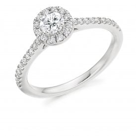 Platinum Diamond Halo Ring 0.55ct (Certified Centre Stone 0.25ct)