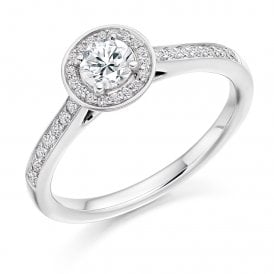 Platinum Diamond Halo Ring 0.58ct (Certified Centre Stone 0.33ct)