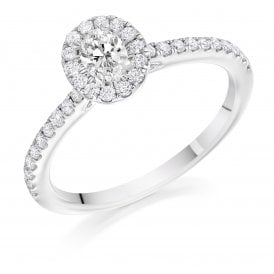 Platinum Diamond Halo Ring 0.60ct (Certified Centre Stone 0.25ct)