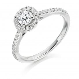 Platinum Diamond Halo Ring 0.60ct (Certified Centre Stone 0.30ct)