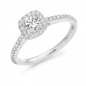 Platinum Diamond Halo Ring 0.60ct (Certified Centre Stone 0.35ct)