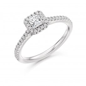 Platinum Diamond Halo Ring 0.63ct (Certified Cenre Stone 0.33ct)
