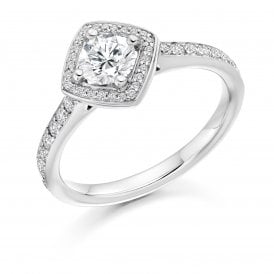 Platinum Diamond Halo Ring 0.63ct (Certified Centre Stone 0.33ct)