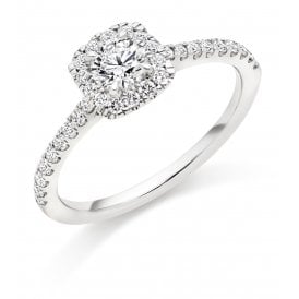Platinum Diamond Halo Ring 0.65ct (Certified Centre Stone 0.30ct)
