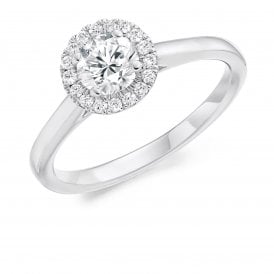 Platinum Diamond Halo Ring 0.65ct (Certified Centre Stone 0.50ct)