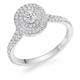 Platinum Diamond Halo Ring 0.75ct (Certified Centre Stone 0.25ct)