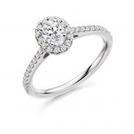 Platinum Diamond Halo Ring 0.75ct (Certified Centre Stone 0.40ct)