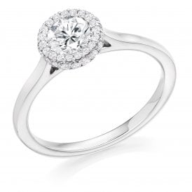 Platinum Diamond Halo Ring 0.75ct (Certified Centre Stone 0.50ct)