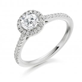 Platinum Diamond Halo Ring 0.85ct (Certified Centre Stone 0.50ct)